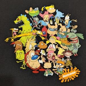 Nickelodeon Retro Black T-shirt Size Large With All The Characters From The 90s